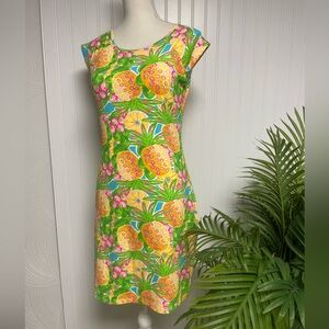 Jean-Pierre Klifa Tropical Print Cap Sleeve Midi Dress Women's Small